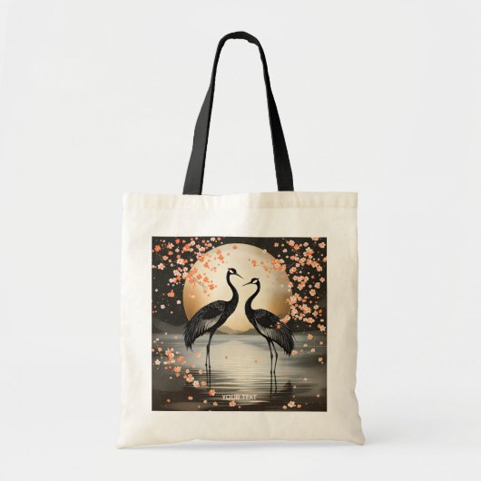 Fantasy Cute Two Black Cranes Tote Bag (Voorkant)