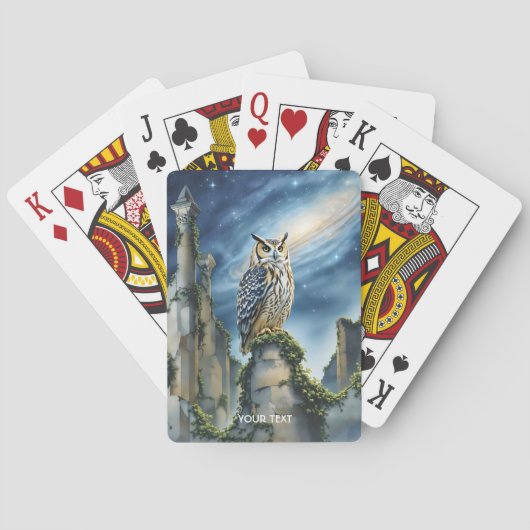 Fantasy Cute Uil Oude Ruïnes Pokerkaarten (Achterkant)
