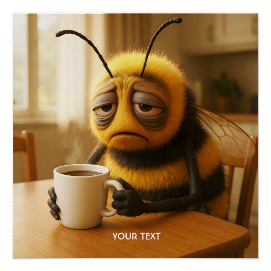 Fantasy Cute Very Tired Bee Perfect Poster (Voorkant)