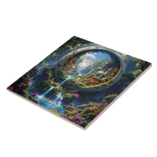 Fantasy Cute Village Tiny City  . Perfect As A Bir Tegeltje (Zijkant)