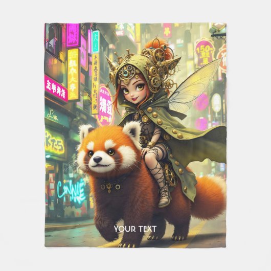 Fantasy Cute Wild Panda Ride Fleece Deken (Voorkant)