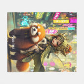 Fantasy Cute Wild Panda Ride Fleece Deken (Voorkant (Horizontaal))