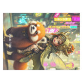 Fantasy Cute Wilde Panda Rit Tafelkleed (Voorkant (Horizontaal))