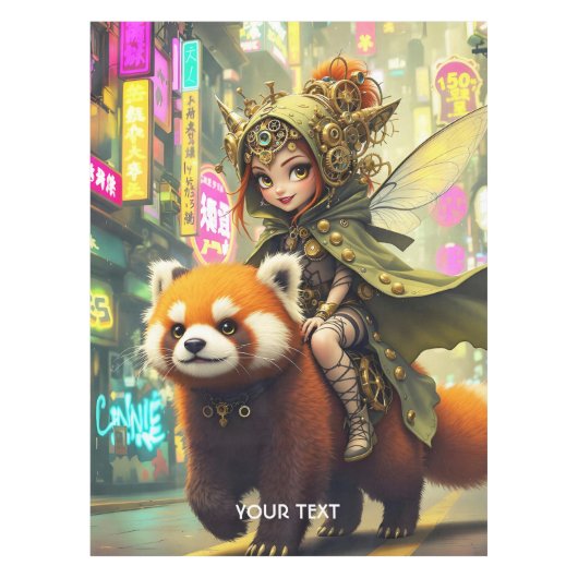 Fantasy Cute Wilde Panda Rit Tafelkleed (Voorkant)