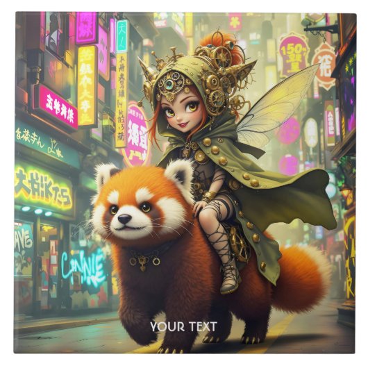 Fantasy Cute Wilde Panda Rit Tegeltje (Voorkant)