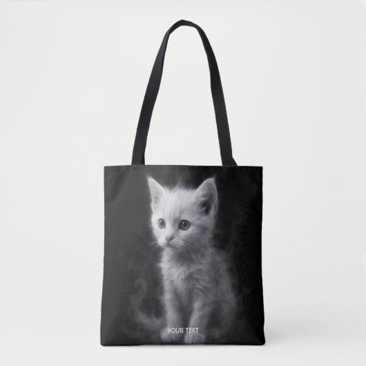 Fantasy Cute Witte Rook Kitten Tote Bag (Voorkant)