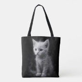 Fantasy Cute Witte Rook Kitten Tote Bag (Achterkant)