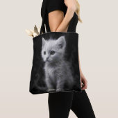 Fantasy Cute Witte Rook Kitten Tote Bag (Dichtbij)