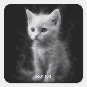 Fantasy Cute Witte Rook Kitten Vierkante Sticker