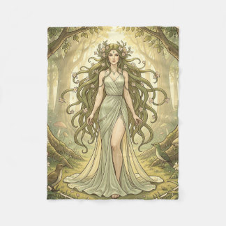 Fantasy dame in een betoverd bos fleece deken