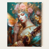 Fantasy dame met luit & vlinder vogel planner (Achterkant)