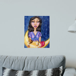 Fantasy Dame met Slaande Halve Maan Poster