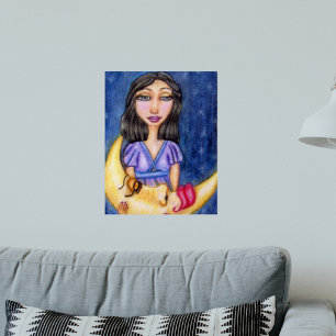 Fantasy Dame met Slaande Halve Maan Poster