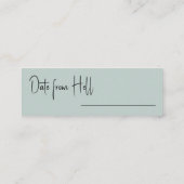 Fantasy Date Green Wash Vrijgezellenfeest Game Kaa Mini Visitekaartje (Achterkant)