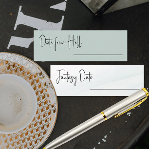 Fantasy Date Groen Was Bruiloftsspelkaart Mini Visitekaartje