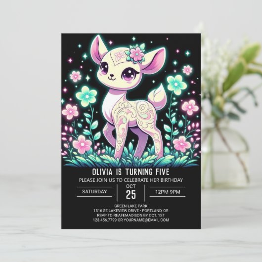 Fantasy Deer Digitale Verjaardag Kaart (Staand voorkant)