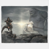 FANTASY DEMON met AX Fleece Deken (Voorkant (Horizontaal))