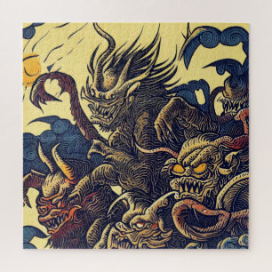 Fantasy Demons - Japanse houtsnede stijl (4) Legpuzzel