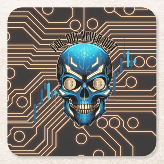 Fantasy Design | Crypto Btc | Motivation | Blue Kartonnen Onderzetters (Voorkant)