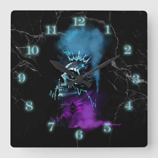 Fantasy Design | Cryptocurrency | Ethereum Marble Vierkante Klok (Voorkant)