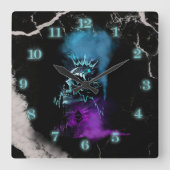 Fantasy Design | Cryptovaluta | Ethereum Marmer Vierkante Klok (Voorkant)