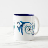 Fantasy Dier Blauwe Draak Wave Tweekleurige Koffiemok (Voorkant rechts)