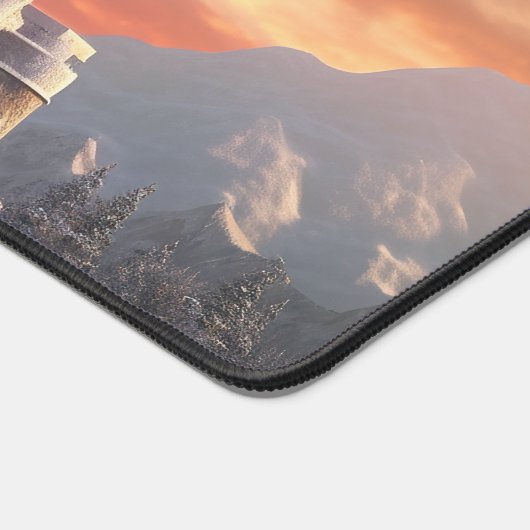 Fantasy digitaal kasteel in de bergen bureaumat (Hoek)