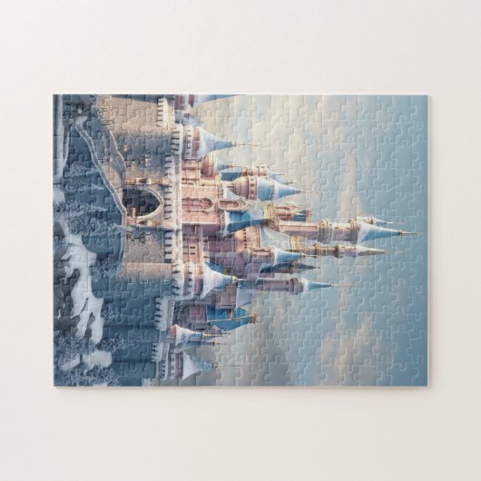 Fantasy digitaal kasteel in de bergen legpuzzel (Horizontaal)