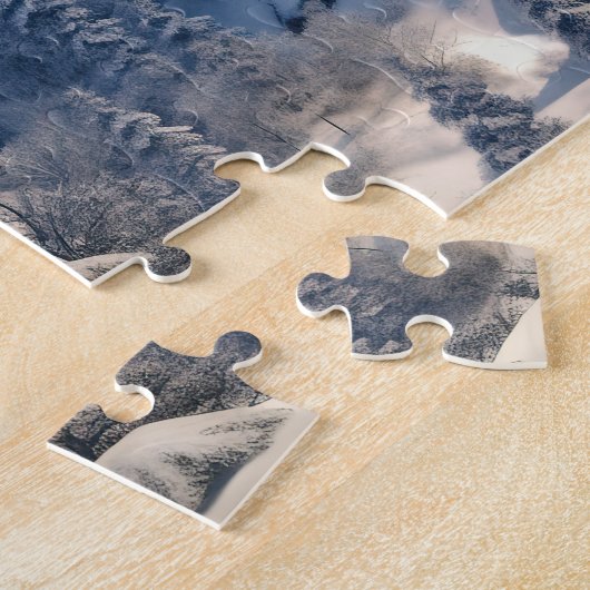 Fantasy digitaal kasteel in de bergen legpuzzel (Zijkant)