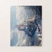 Fantasy digitaal kasteel in de bergen legpuzzel (Verticaal)