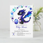 Fantasy Digital Dragon Boy Baby shower Kaart (Staand voorkant)