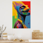 Fantasy Dinosaurus Hybride Cyborg T-Rex Sci-Fi Art Poster (Keuken)
