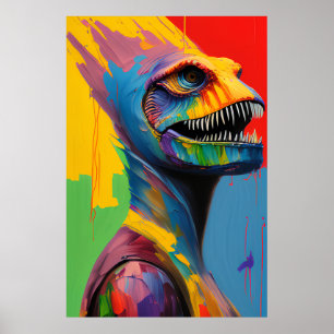 Fantasy Dinosaurus Hybride Cyborg T-Rex Sci-Fi Art Poster