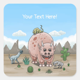 Fantasy dinosaurus vierkante sticker