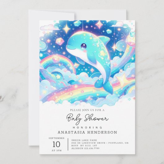 Fantasy Dolphin Baby shower Kaart (Voorkant)