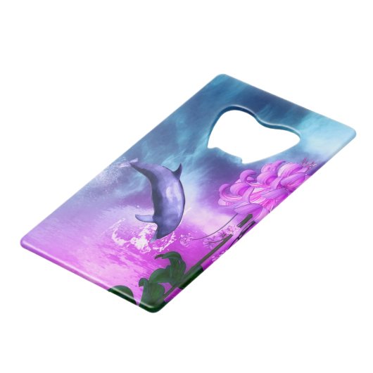 Fantasy Dolphin Creditkaart Flessenopener (Voorkant Gekanteld)