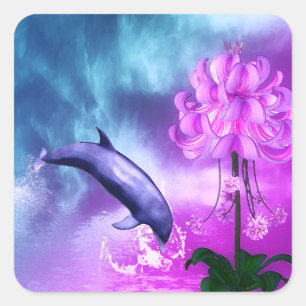 Fantasy Dolphin Vierkante Sticker