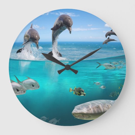 Fantasy Dolphins Wall Clock Grote Klok (Voorkant)