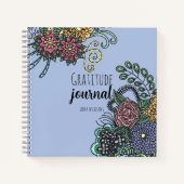 Fantasy Doodle Flowers op Paarse Dankbaarheidsblad Notitieboek (Voorkant)