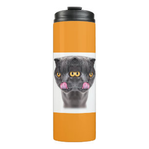 Fantasy Double Headed Mutant Black Cat Thermosbeker