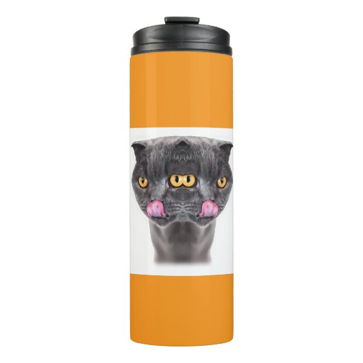 Fantasy Double Headed Mutant Black Cat Thermosbeker (Voorkant)