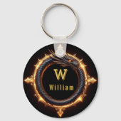 ✨ Fantasy Draak Aangepaste Naam Ring Sleutelhanger (Voorkant)