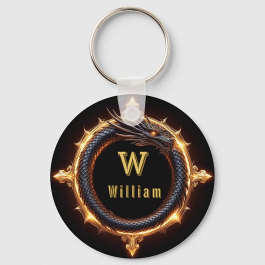✨ Fantasy Draak Aangepaste Naam Ring Sleutelhanger (Achterkant)