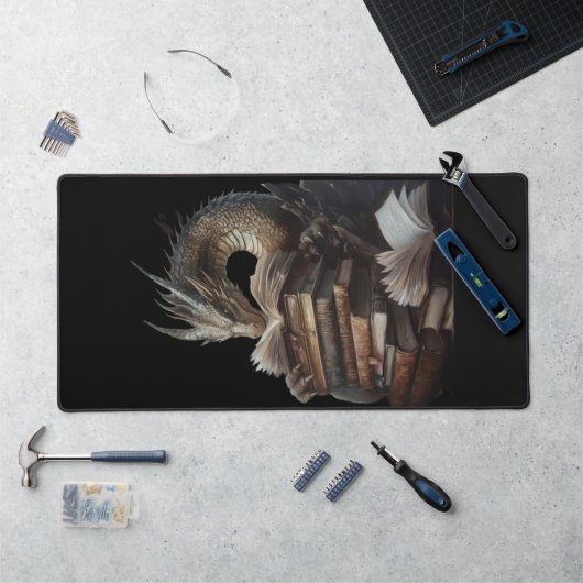 Fantasy Draak Bibliotheek Bureaumat | Donkere Acad (Werkstation)