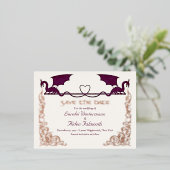 Fantasy Draak Bourgondië Trouw Save the Date Kaart (Staand Voorkant)