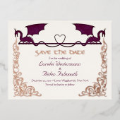 Fantasy Draak Bourgondië Trouw Save the Date Kaart (Voorkant)