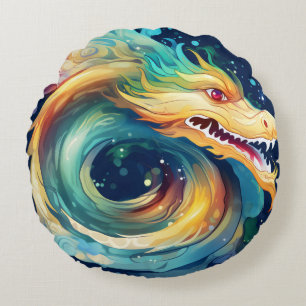 Fantasy Draak Droom Dier 11 Rond Kussen
