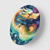 Fantasy Draak Droom Dier 2 Ronde Klok (Hoek)