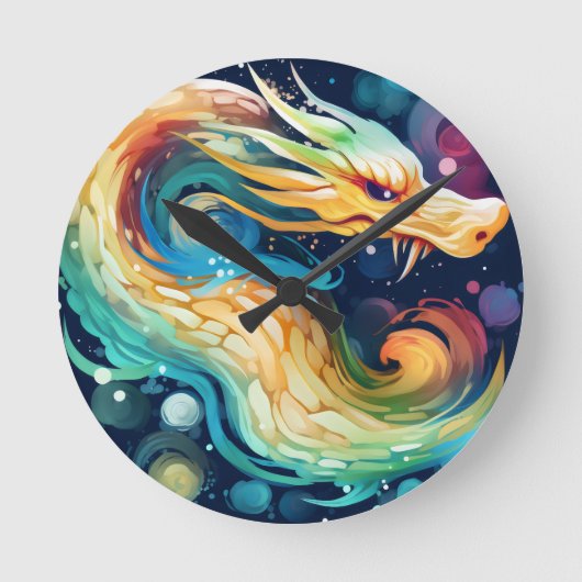 Fantasy Draak Droom Dier 2 Ronde Klok (Voorkant)