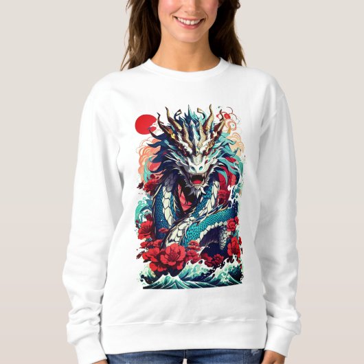 Fantasy draak en rode rozen trui (Voorkant)